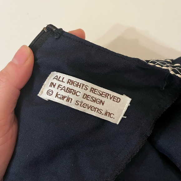 Karin Stevens Petites Vintage Navy Embroidered Jumpsuit 8P NWT 💙🤍 - Picture 8 of 12